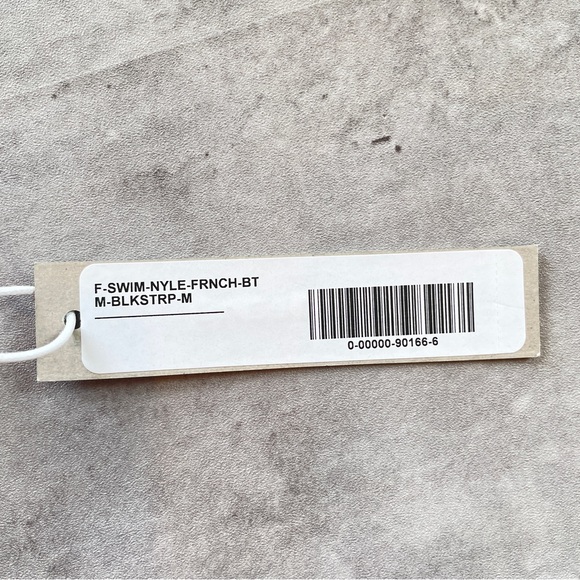 NWT Everlane Two Piece Bikini Swim Suit Black White Stripe Medium - Picture 3 of 6